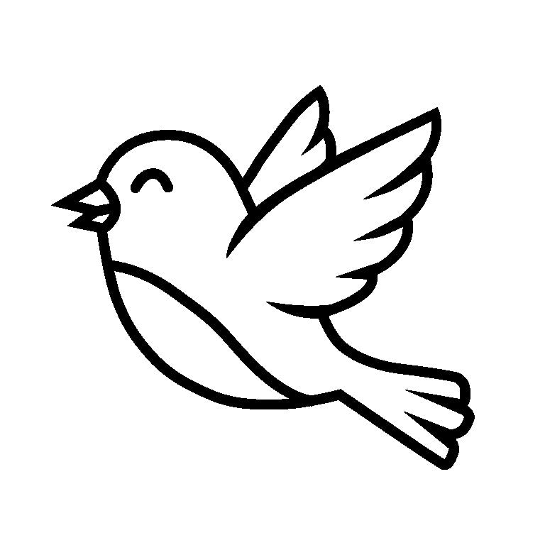 Cute Flying Bird Vector | Simple Line Art Illustration Download