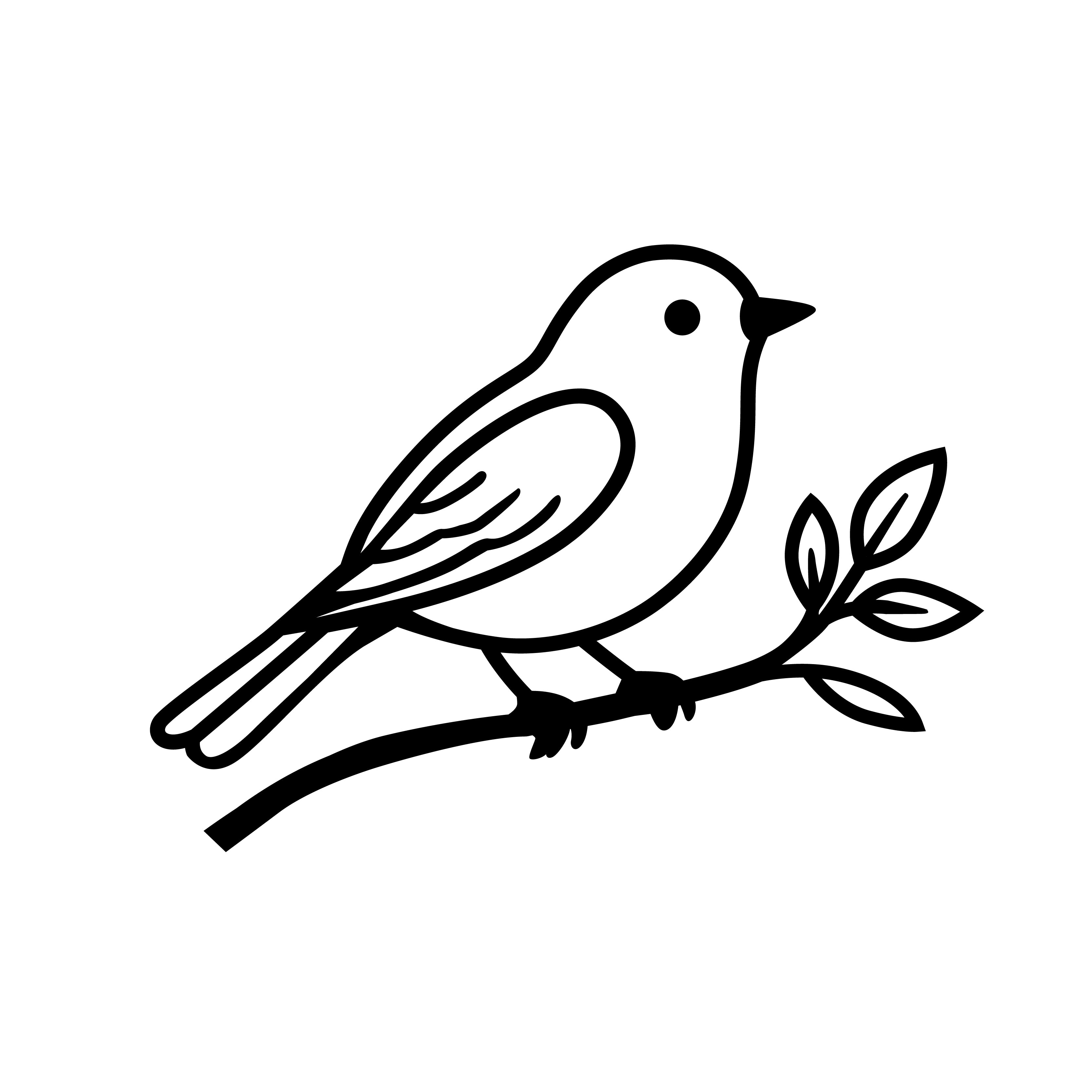 Bird on Branch SVG Minimalist Art Cricut Silhouette Cut file