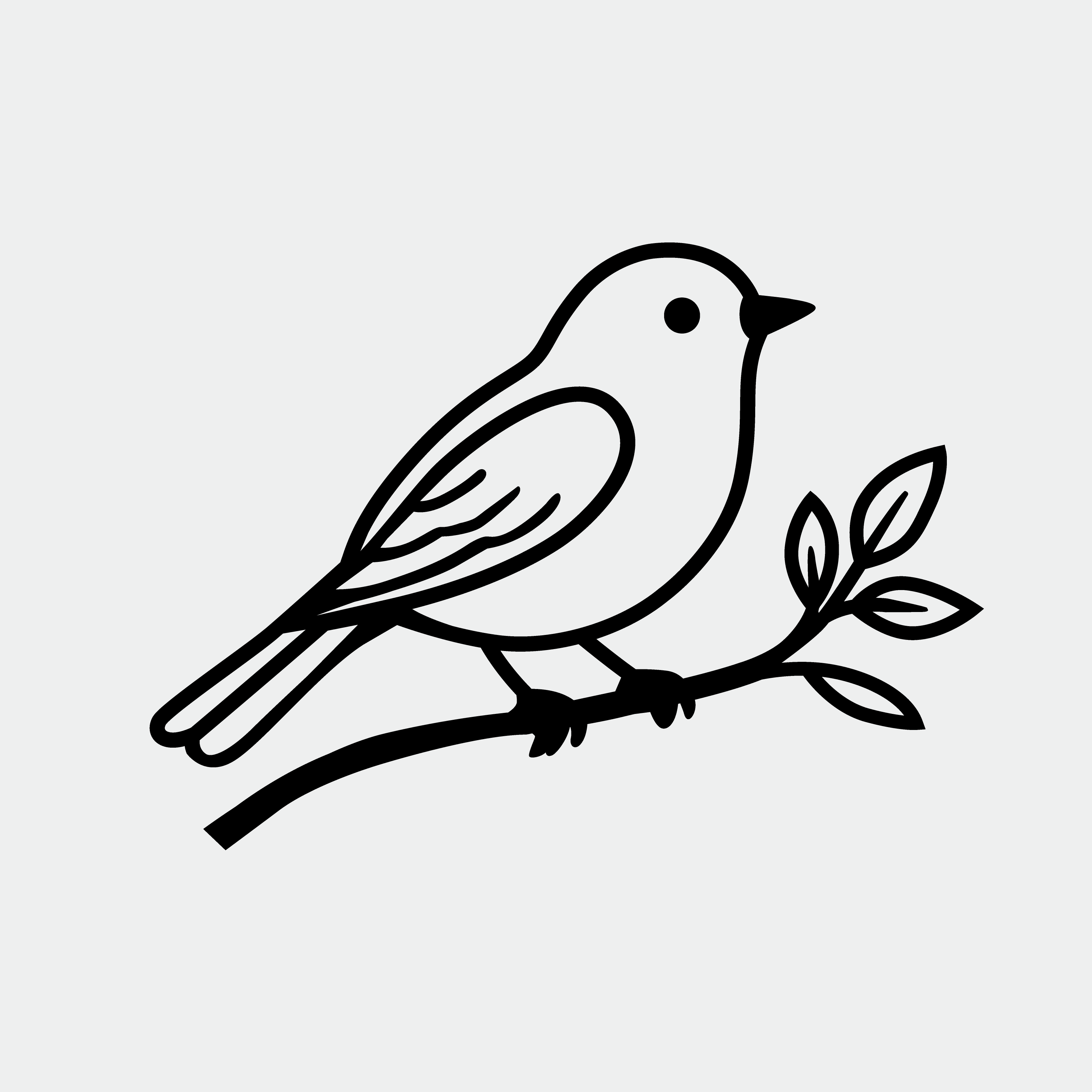Bird on Branch SVG Minimalist Art Cricut Silhouette Cut file