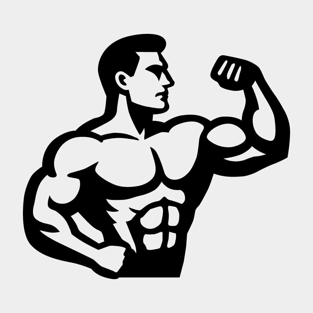 Muscle Man Flexing SVG GYM Silhouette Vector