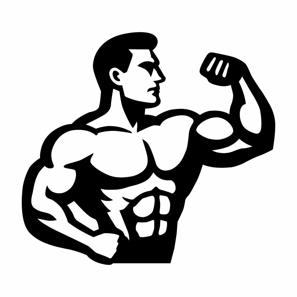 Muscle Man Flexing SVG GYM Silhouette Vector