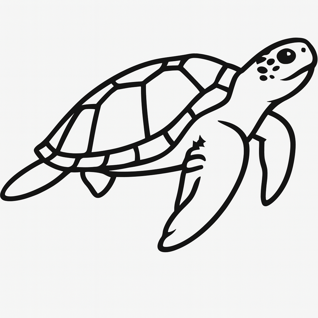 Sea Turtle SVG PNG - Cute Swimming Turtle Line Art Vector for Cricut