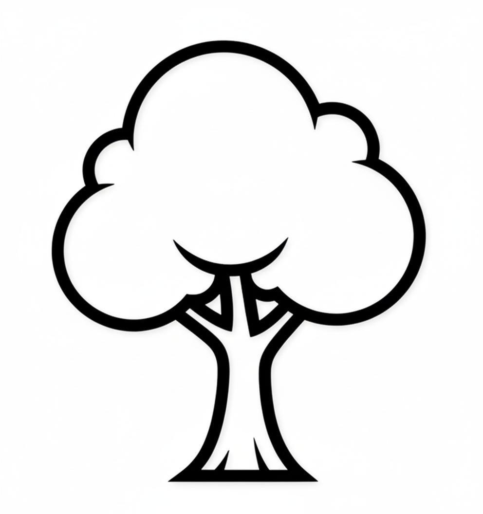Minimalist Tree Outline Vector | Simple Tree Line Art | SVG, PNG EPS