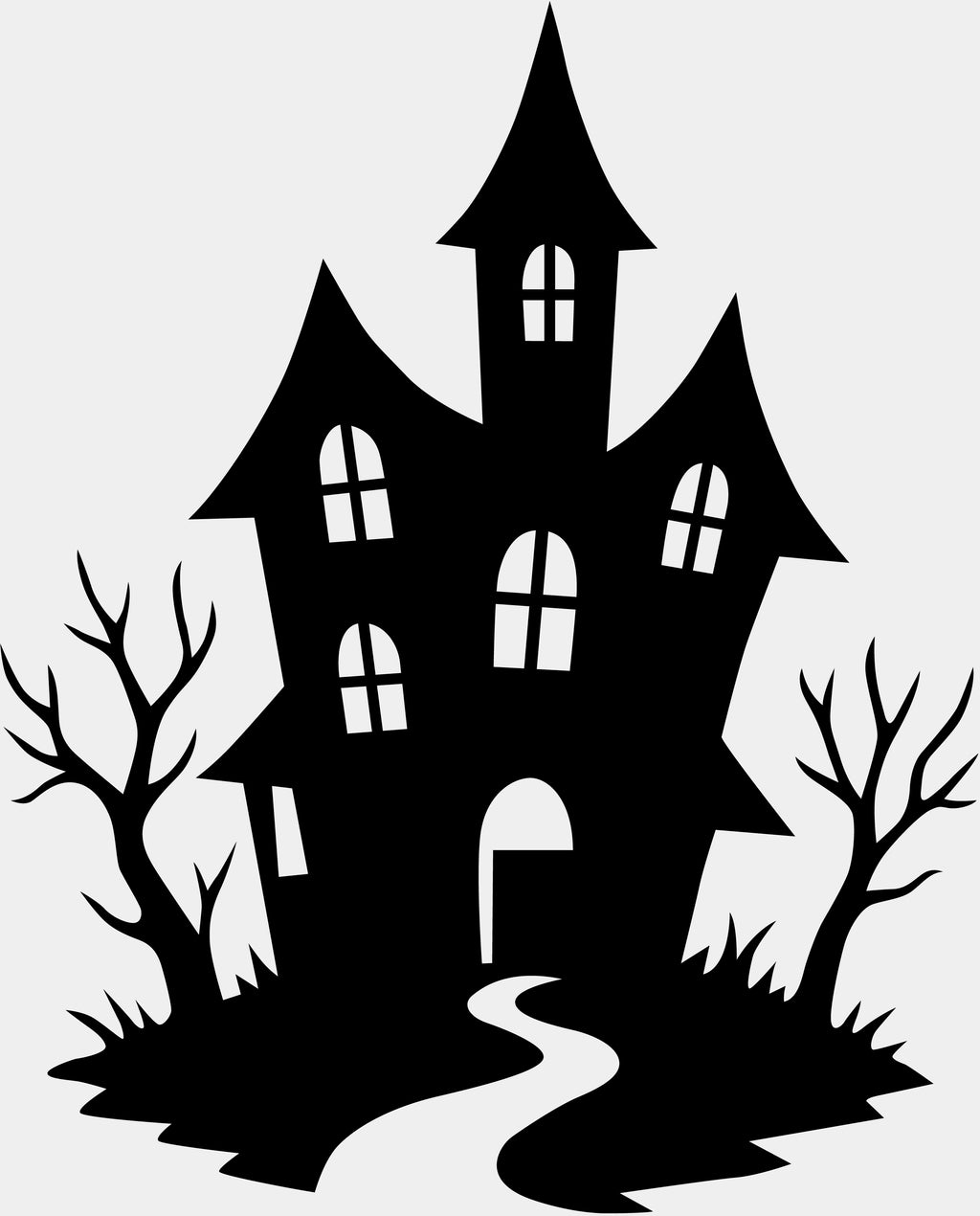 Haunted House SVG PNG | Spooky Halloween Silhouette | Haunted Mansion Clipart for Cricut