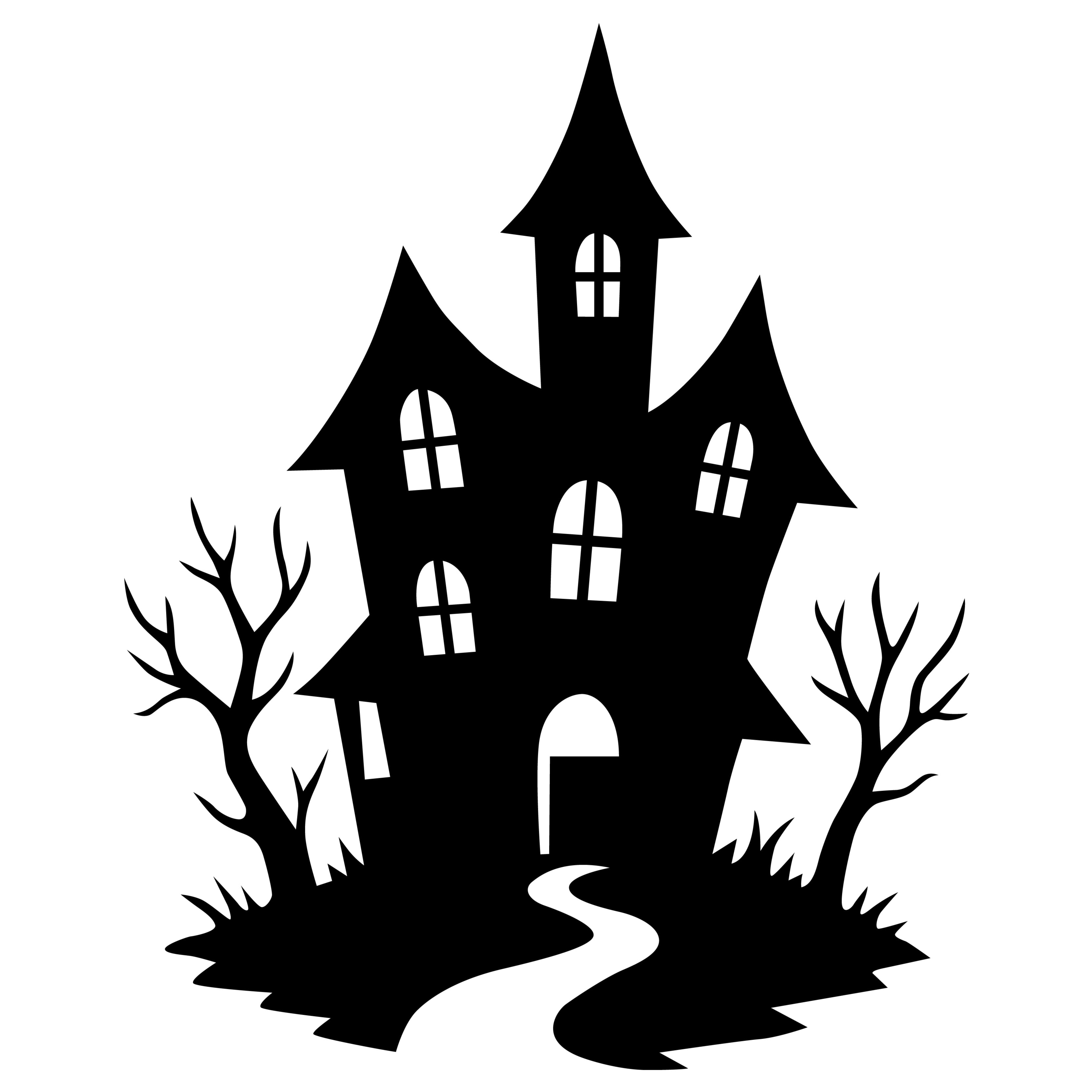 Haunted House SVG PNG | Spooky Halloween Silhouette | Haunted Mansion Clipart for Cricut