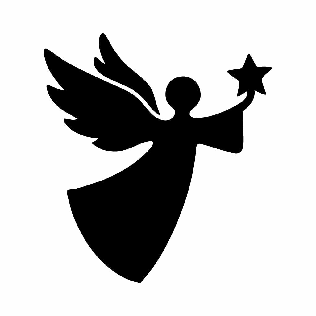 Angel Silhouette SVG PNG – Flying Angel Holding Star Clipart Design