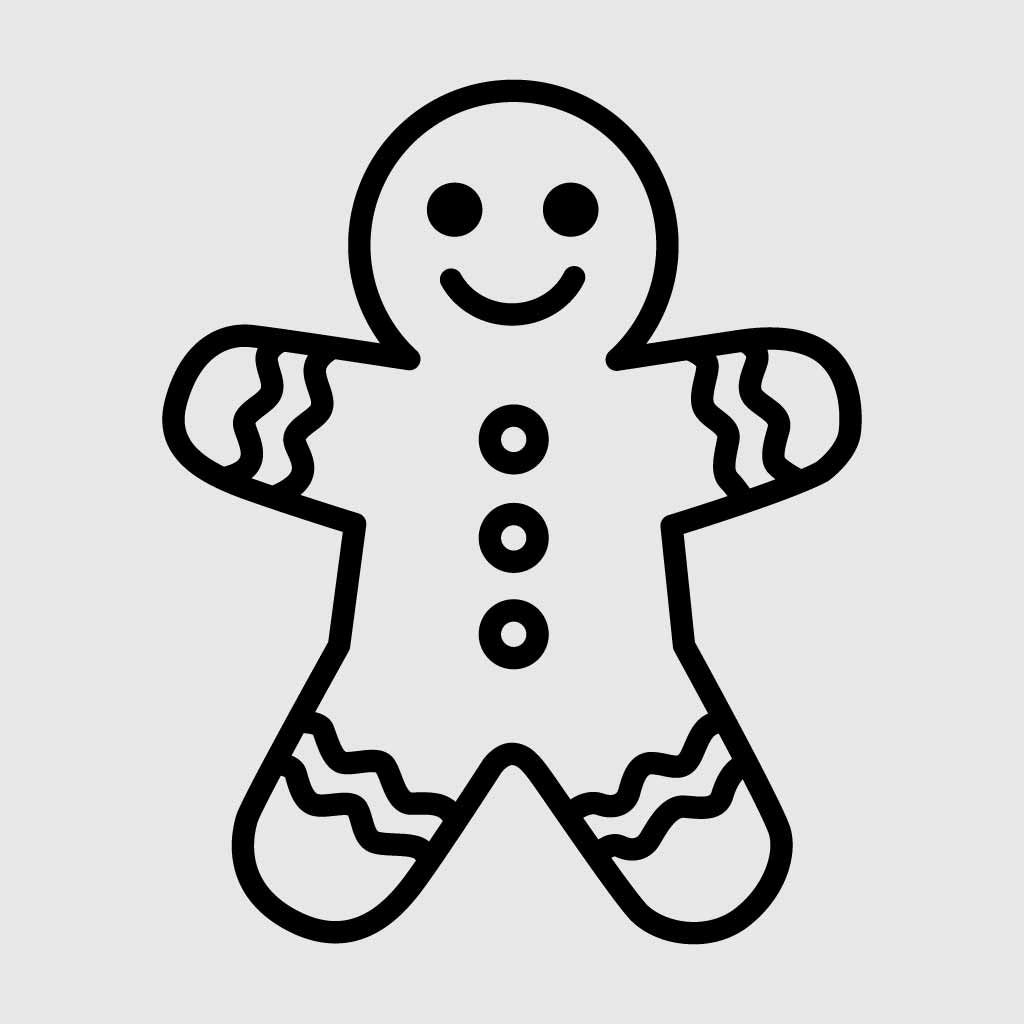 Gingerbread Man Line Art SVG PNG | Christmas Cookie Outline | Cute Holiday Vector Clipart