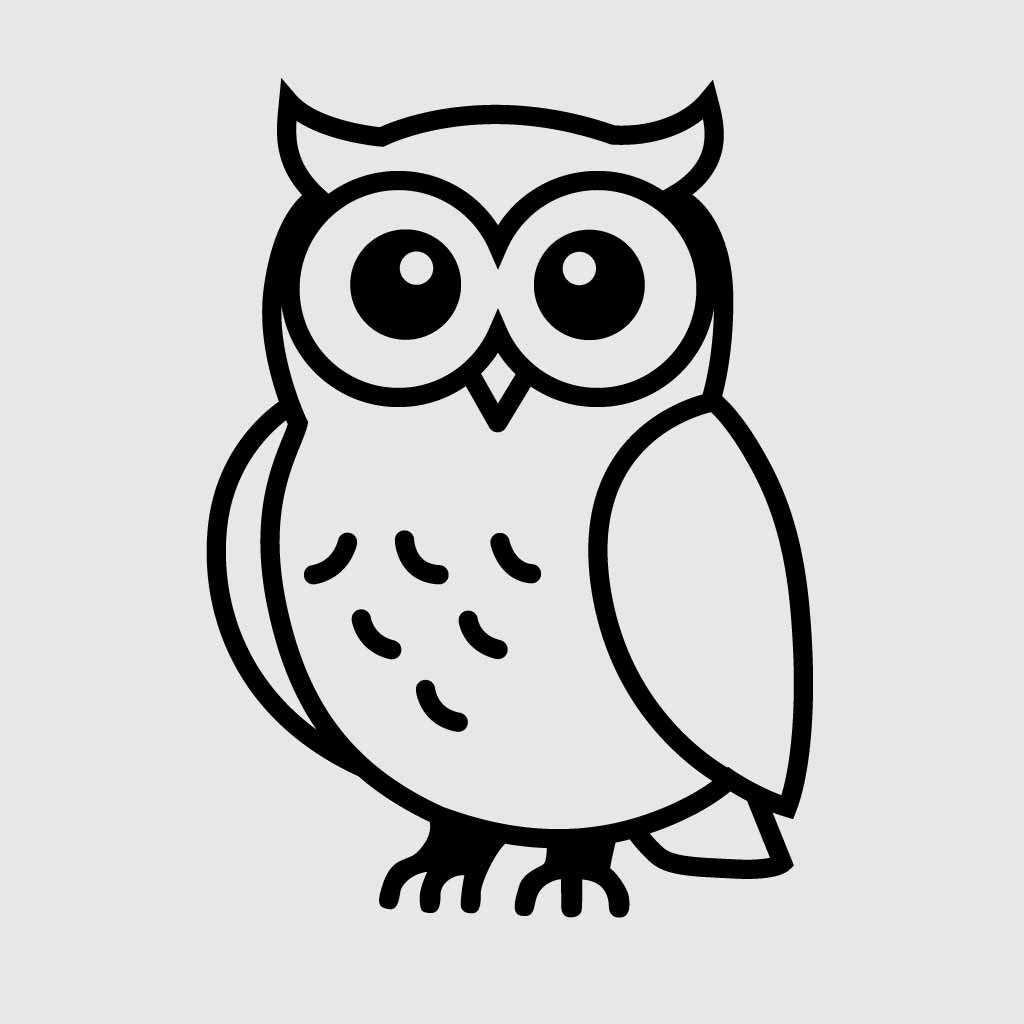 Cute Owl Line Art Vector | Minimalist Owl SVG PNG | Outline Owl Clipart | Printable Owl Design