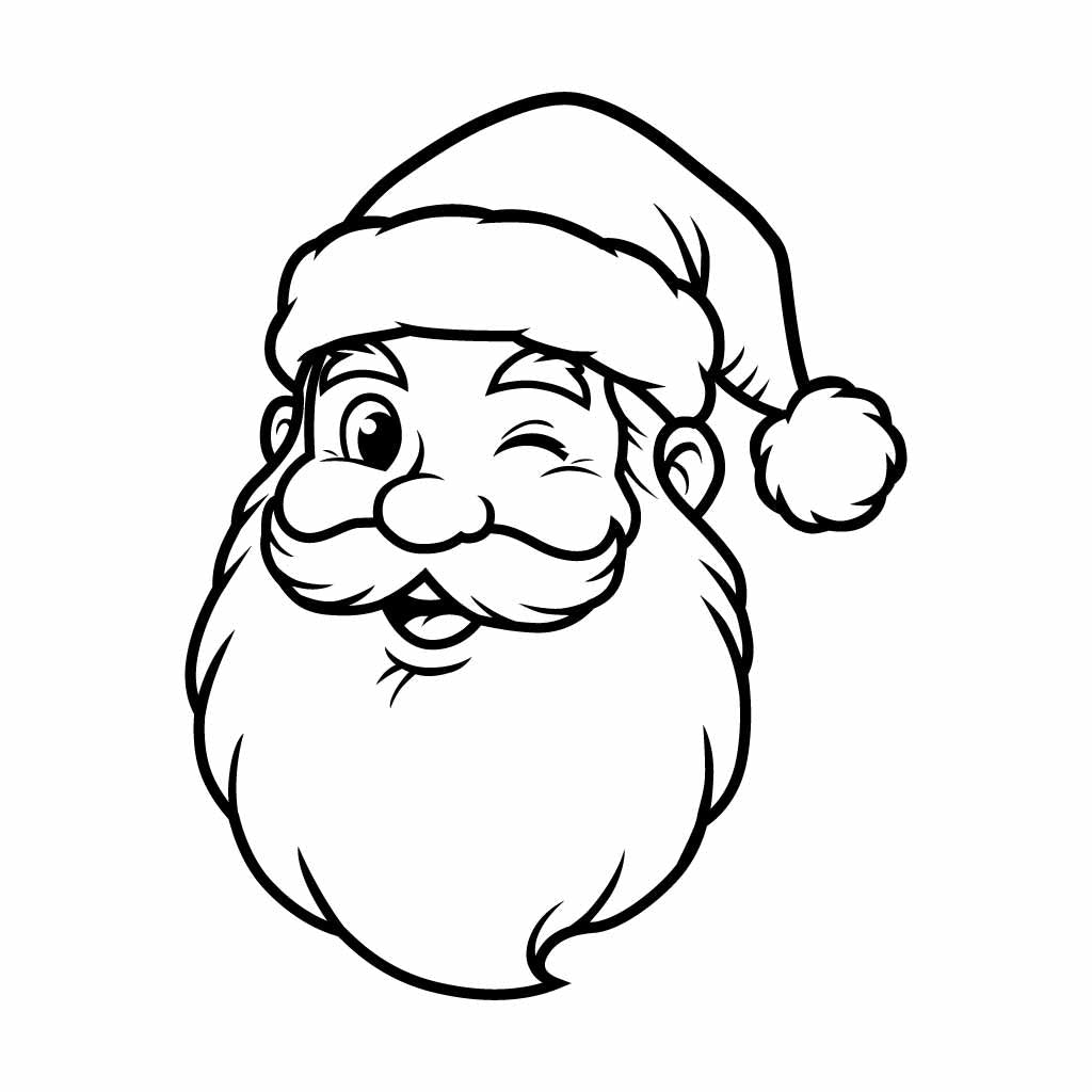 Santa Face SVG PNG: Cute Whimsical Christmas Design for Holiday Crafts