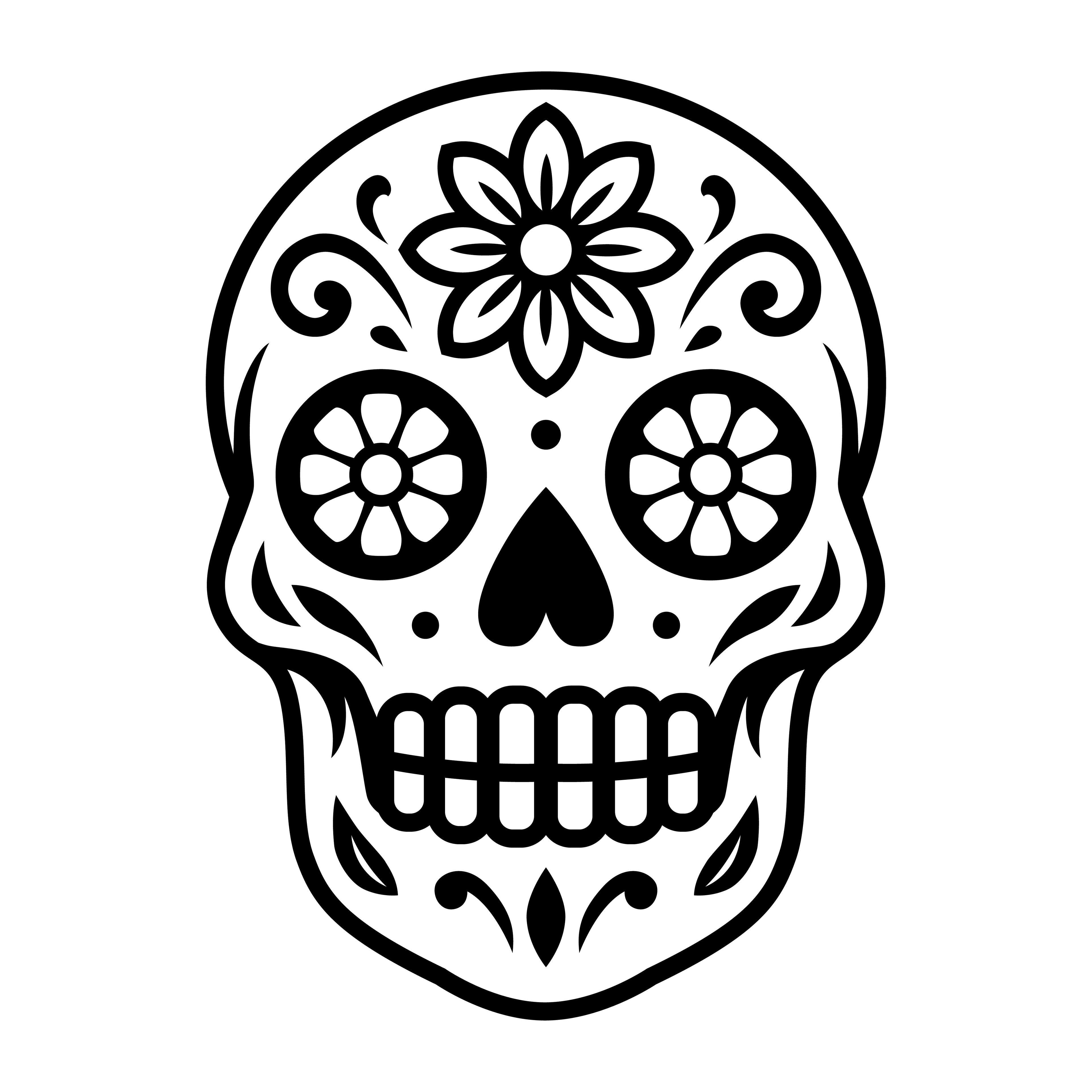 Sugar Skull SVG | Day of the Dead Vector | Floral Skull Clipart for Cricut