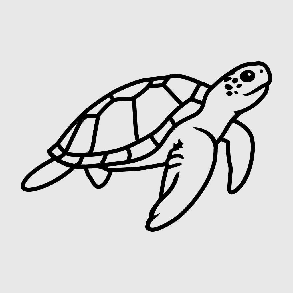 Sea Turtle SVG PNG - Cute Swimming Turtle Line Art Vector for Cricut