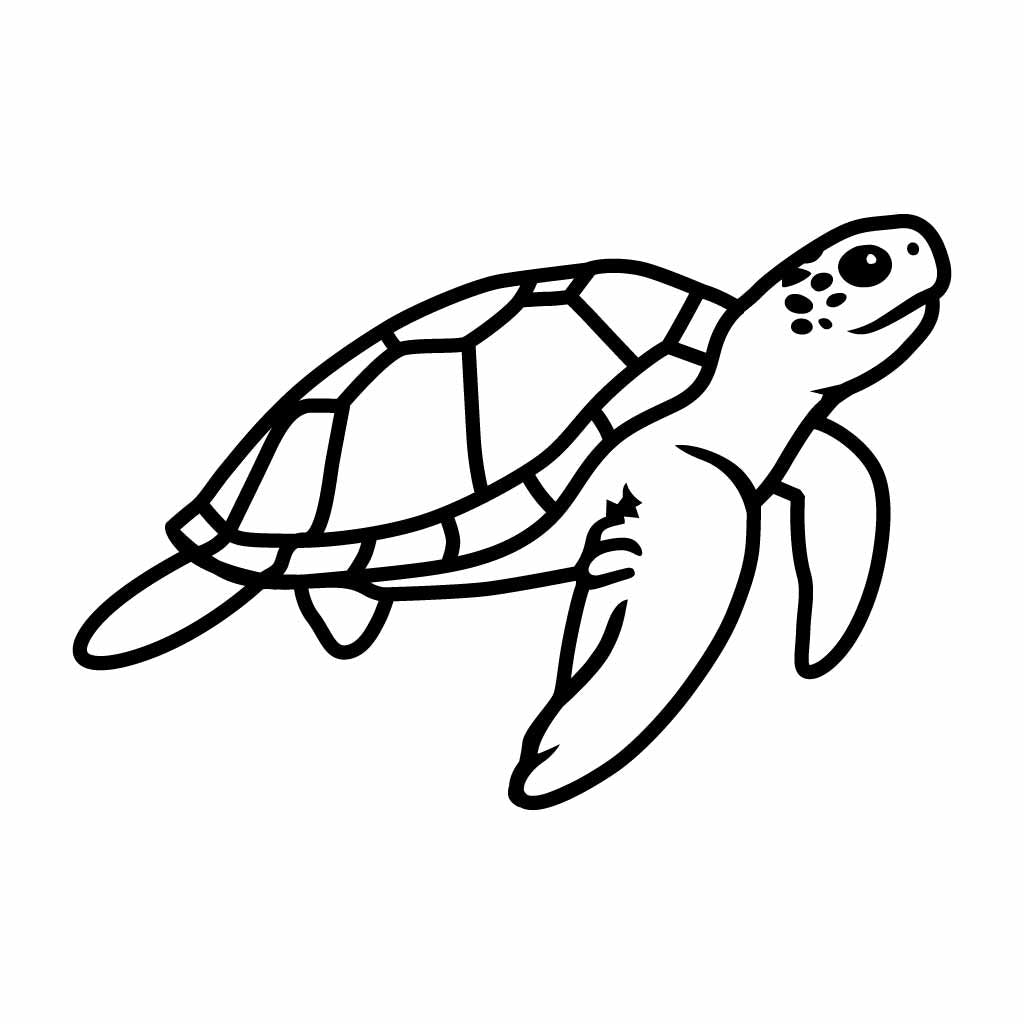 Sea Turtle SVG PNG - Cute Swimming Turtle Line Art Vector for Cricut