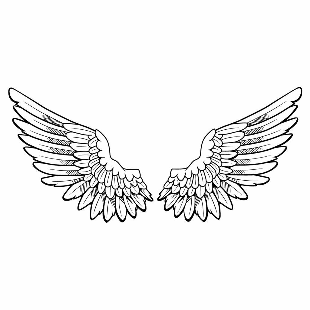 Angel Wings SVG PNG Feathered Wing Clipart Angelic Wings Outline Vector for Cricut & Silhouette